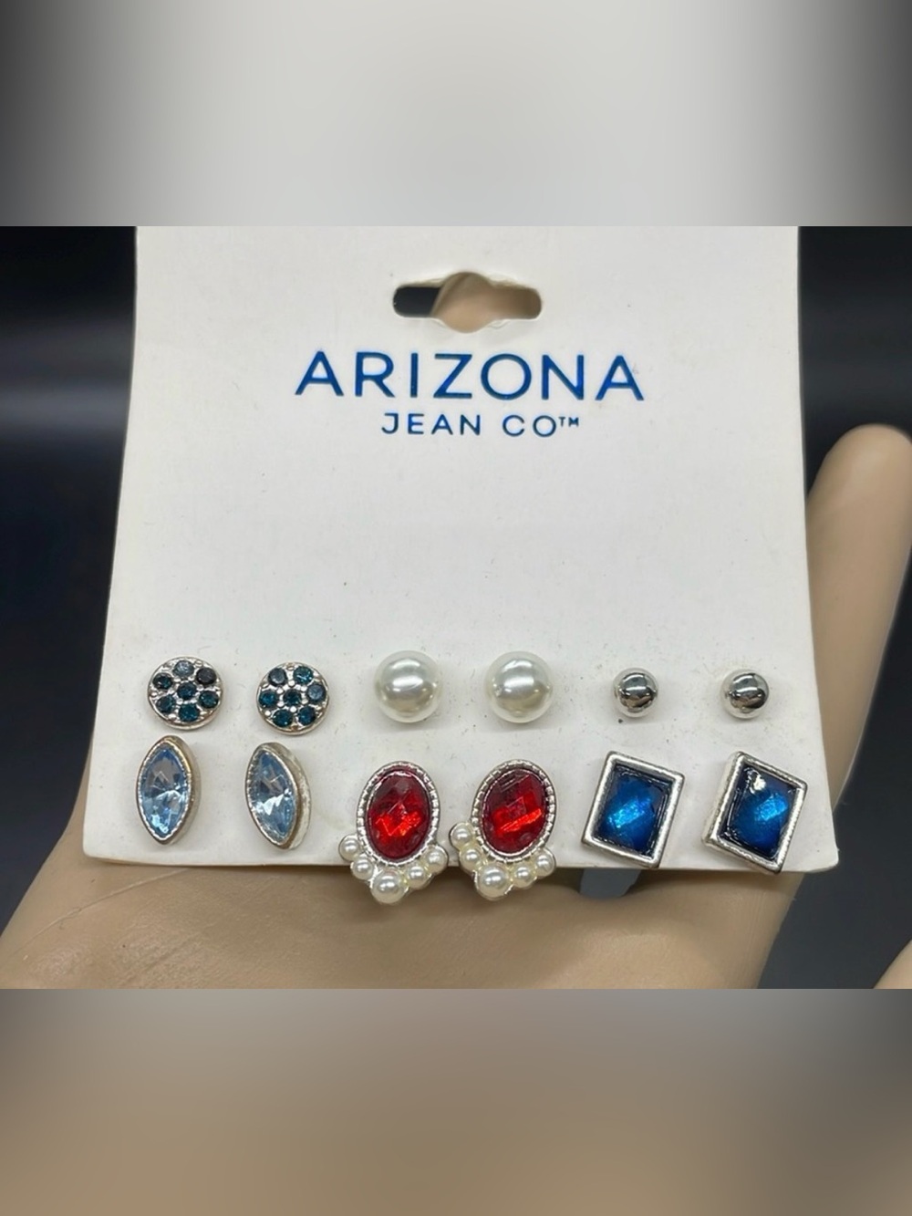 Vintage y2k Arizona Jeans 6 pc stud set colorful Earrings NWT